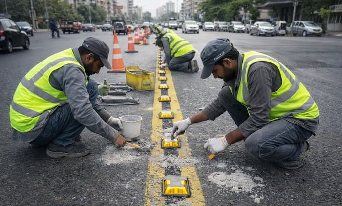 Cat Eye Road Stud Installation