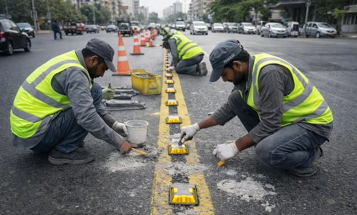 Cat Eye Road Stud Installation