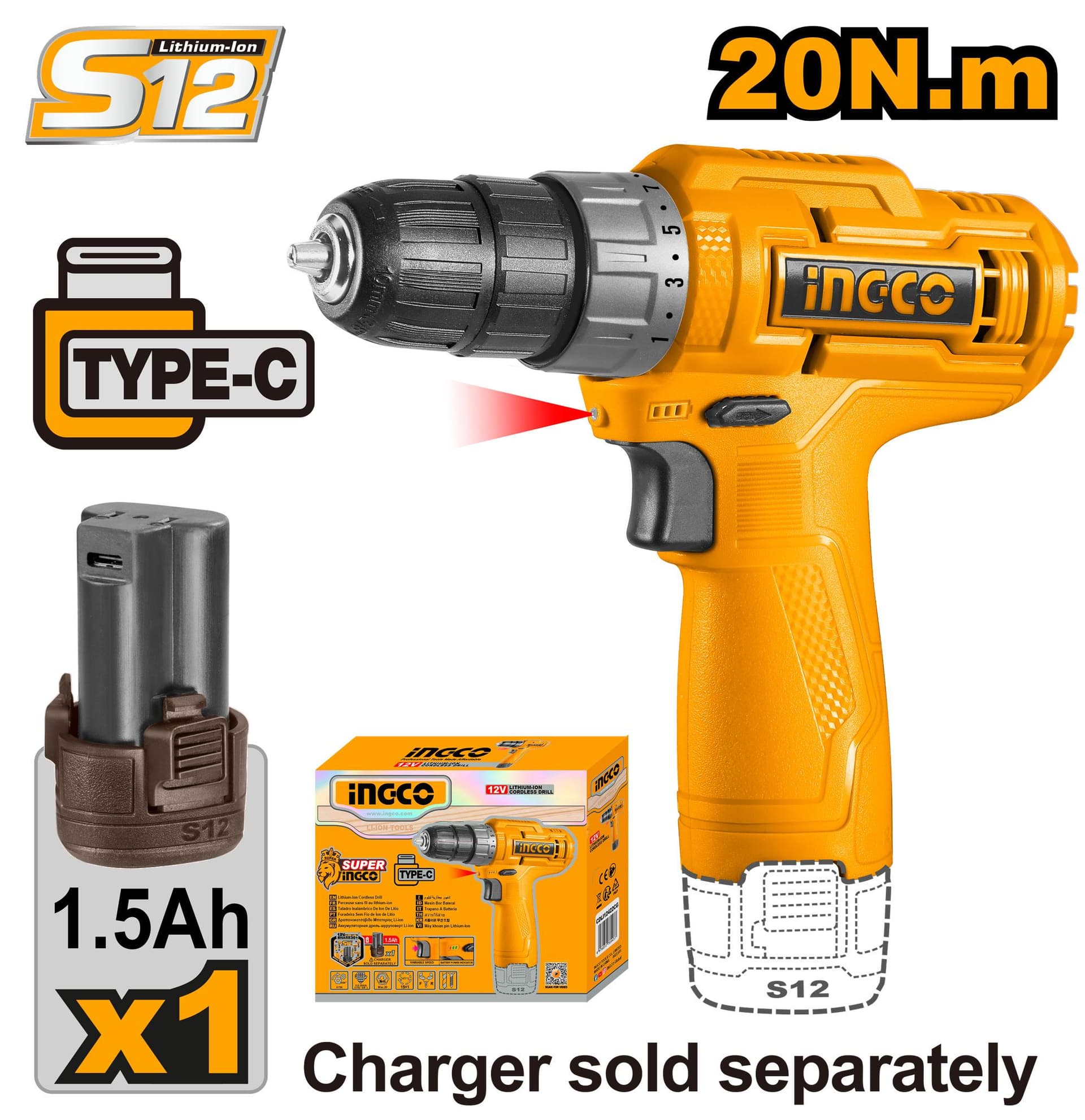 Ingco CDLI12428 12V Cordless Drill | Alsons Hardware